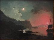 Joseph wright of derby Vesuvius from Posxllipo oil